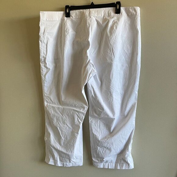 EILEEN FISHER WHITE CROP PANTS BUTTON ANKLE WOMENS PLUS SIZE 2X - Picture 3 of 6